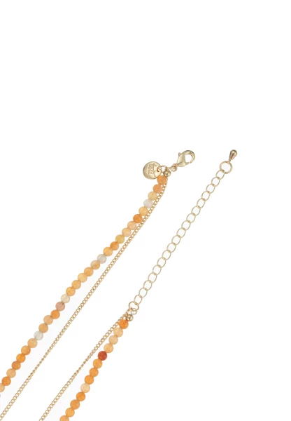 Leslii Kurze Halskette Stein Kugeln Layering Gold Orange Valentinstagsangebot