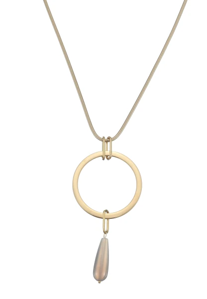 Leslii Lange Kette Ring Tropfen Edelstahl Gold Jubiläumsangebot