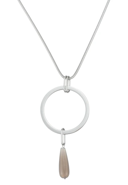 Leslii Lange Kette Ring Tropfen Edelstahl Silber Lagerräumung