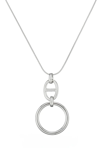 Leslii Lange Kette Ring Oval Edelstahl Silber Top Angebot