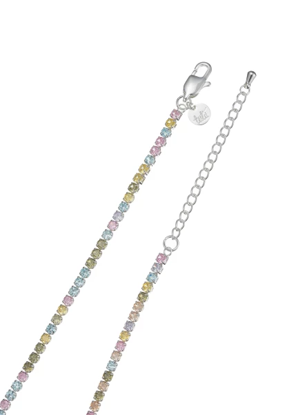 Leslii kurze Halskette Stainless Kristall versilbert Rainbow Räumungsverkauf
