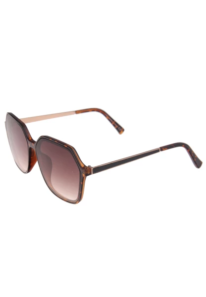 Leslii Sonnenbrille Damen Kanten-Look Horn-Optik braune Designerbrille Sunglasses Kunststoff Braun Nur noch ein Tag übrig