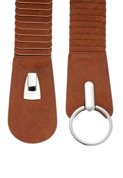 Leslii breiter Stretch-Gürtel Ringschließe | Cognac Großer Ausverkauf