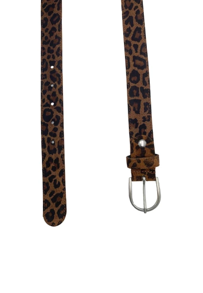 -50% SALE! Leslii Gürtel Leo Look 3cm echter Ledergürtel Braun Heißer Verkauf