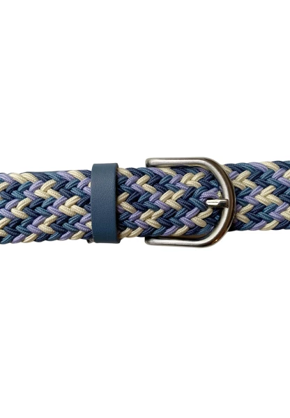 -50% SALE! Leslii Flechtgürtel Stretch mit Leder Applikation in Blau Creme Neueste Mode