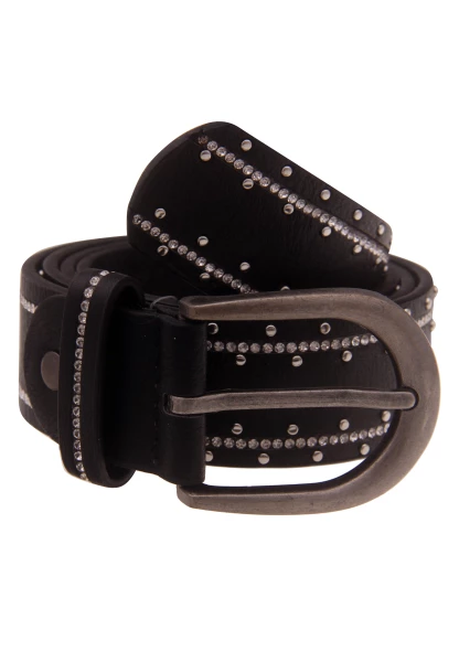 Leslii Damen-Gürtel Strass-Gürtel schwarzer Gürtel Glitzer-Gürtel Breite 3,5cm schwarz Kauf eins, bekomm eins gratis