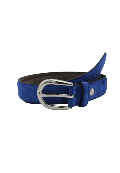 Leslii Gürtel echter Ledergürtel Antik blauer Gürtel Velourleder Royalblau silber Tägliche Deals