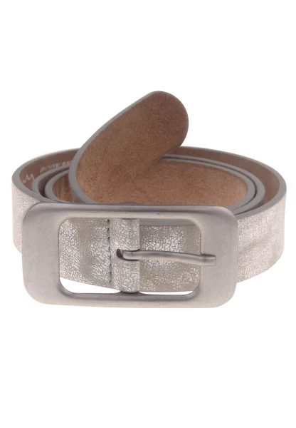 Leslii Damen-Gürtel Basic Statement-Schließe silberfarbener Gürtel Uni Breite 3cm Silber Metallic Sonderangebote