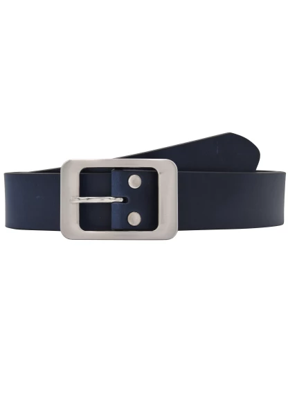 Leslii Gürtel echter Leder-Gürtel Rindsleder Basic dunkelblauer Gürtel Breite 4cm Navy Silber Blau VIP-Rabatte