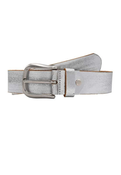 Leslii Gürtel echter Ledergürtel Used Look Metallic silberner Gürtel Leder silber Tiefpreis