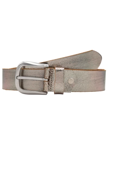 Leslii Gürtel echter Ledergürtel used look Metallic grau Gun Metal Super Sparpreis