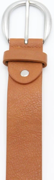 Leslii Damen-Gürtel Basic Uni einfarbig brauner Gürtel Breite 3,5cm Dornschließe Silber Cognac Wochenangebot