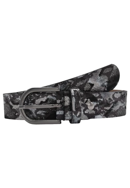 Leslii Premium Gürtel Leder-Gürtel Snake Animal-Print Metallic Breite 3,5cm Nappaleder Schwarz Gun Bis zu 65% Rabatt