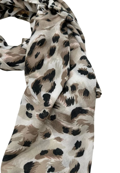 Leslii Schal Leo Muster in Beige Schwarz Fabrik Onlineshop