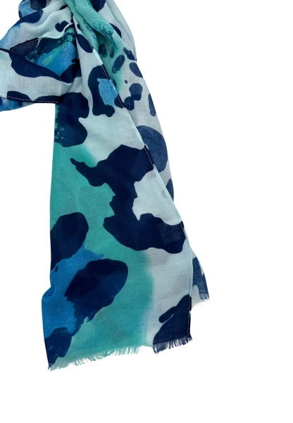 Leslii Schal Leo Look in Blau Türkis Sonderangebot
