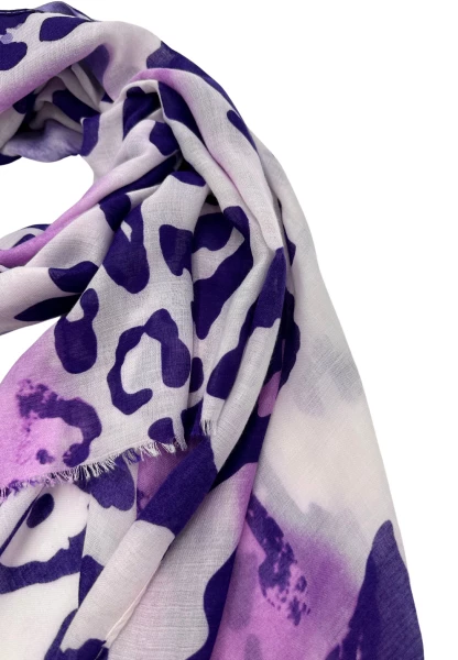 Leslii Schal Leo Look in Lila Weiß Rabatt