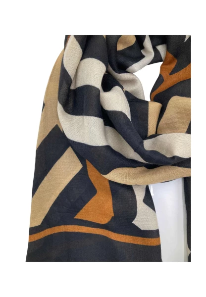 Leslii Schal Streifen-Muster Beige Schwarz Großer Ausverkauf