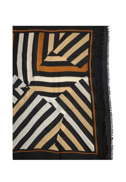 Leslii Schal Streifen-Muster Beige Schwarz Großer Ausverkauf