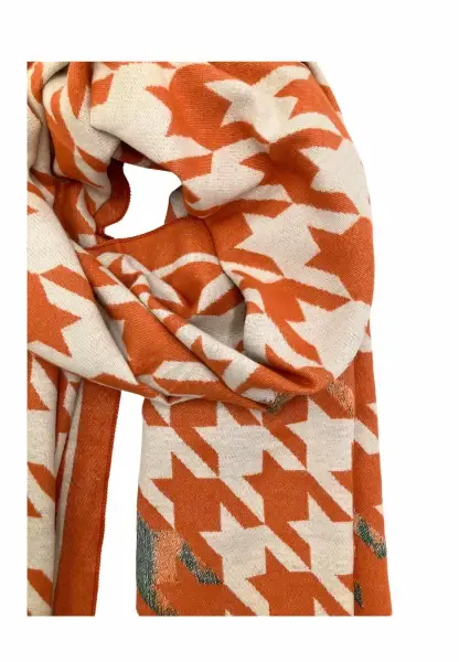 Leslii Schal mit Pepita-Muster Orange Weihnachtsangebot