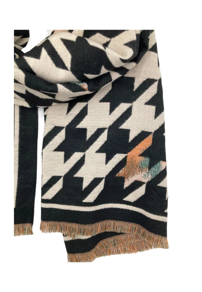 Leslii Schal mit Pepita-Muster Creme Schwarz Osterangebot