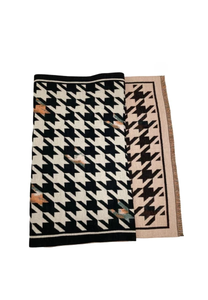 Leslii Schal mit Pepita-Muster Creme Schwarz Osterangebot