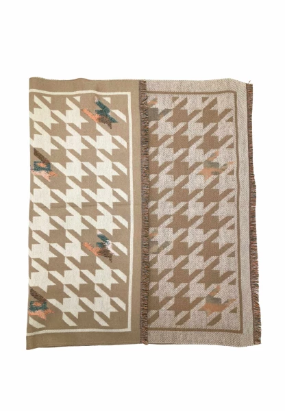 Leslii Schal mit Pepita-Muster Creme Beige Vatertagsangebot