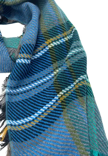 Leslii karierter Schal Blau Lagerräumung
