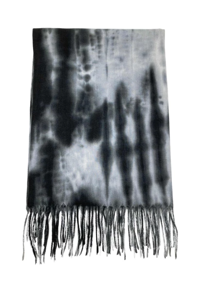 Leslii Schal Fransen Batik Schwarz Grau Zeitlich begrenztes Angebot
