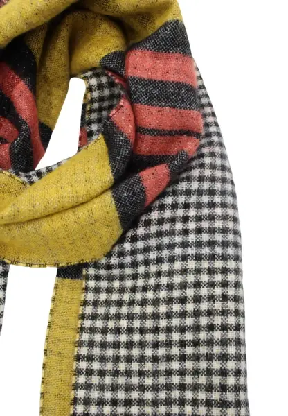 -50% SALE Leslii Schal Muster-Mix gemusterter Streifen-Muster Fransen-Schal kariert in Orange Riesige Rabatte