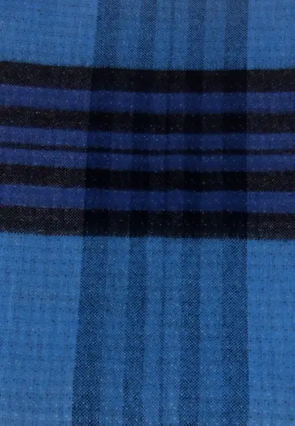-50% SALE Leslii Schal Muster-Mix gemusterter Schal Streifen-Muster Fransen-Schal kariert in Blau Clearance-Verkauf