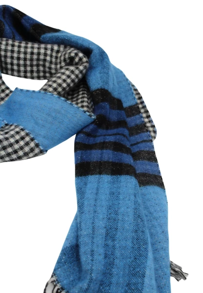 -50% SALE Leslii Schal Muster-Mix gemusterter Schal Streifen-Muster Fransen-Schal kariert in Blau Clearance-Verkauf
