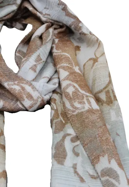 -50% SALE Leslii Schal Blumen-Muster Rosen gemusterter Fransen-Schal Muster-Schal in Braun Beige Black Friday Preise
