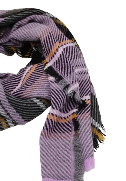 -50% SALE Leslii Schal Streifen-Muster lilafarbener Schal Fransen-Schal gemustert in Lila Schwarz Online
