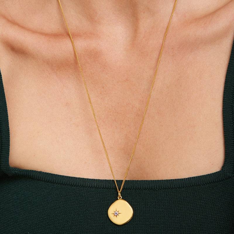 Mosuo Jewellery Geburtsstein Halskette Februar - Vermeil & Amethyst Black Friday Preise