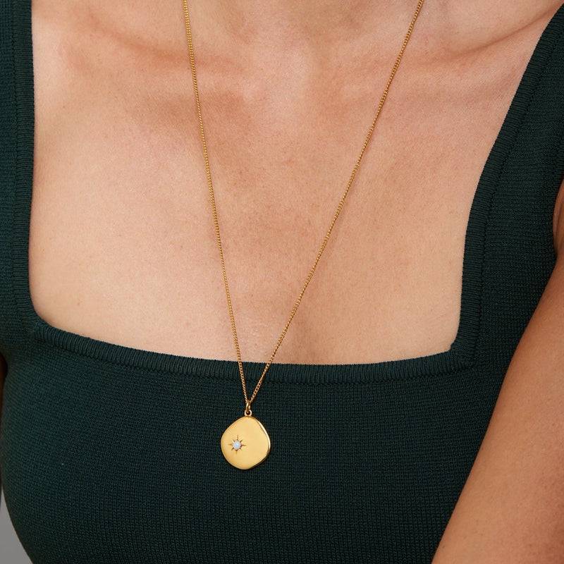 Mosuo Jewellery Geburtsstein Halskette Oktober - Vermeil & Opal Auslauf
