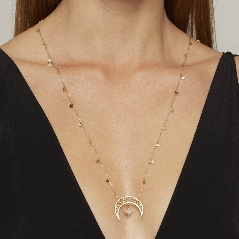 Mosuo Jewellery Diamant Mond & Stern Halskette Räumungsverkauf