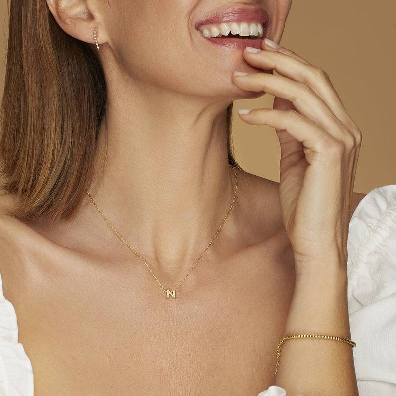 Mosuo Jewellery Diamant Buchstaben Halskette “N” - Vermeil Fabrikladen