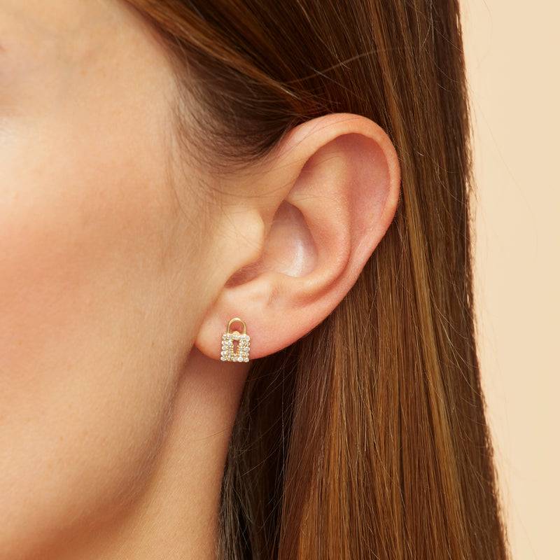 Mosuo Jewellery Schloss und Schlüssel Diamant Ohrstecker Limitierter Zeitrabatt