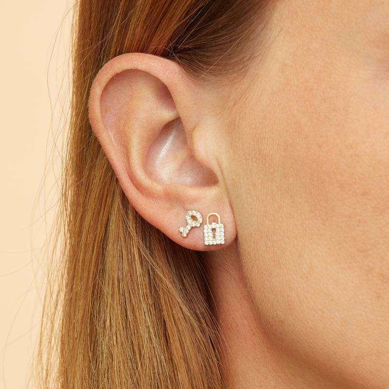 Mosuo Jewellery Schloss und Schlüssel Diamant Ohrstecker Limitierter Zeitrabatt