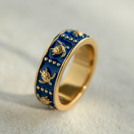 Paul Hewitt Turtle Enamel Ring Gold Begrenzte Freigabe