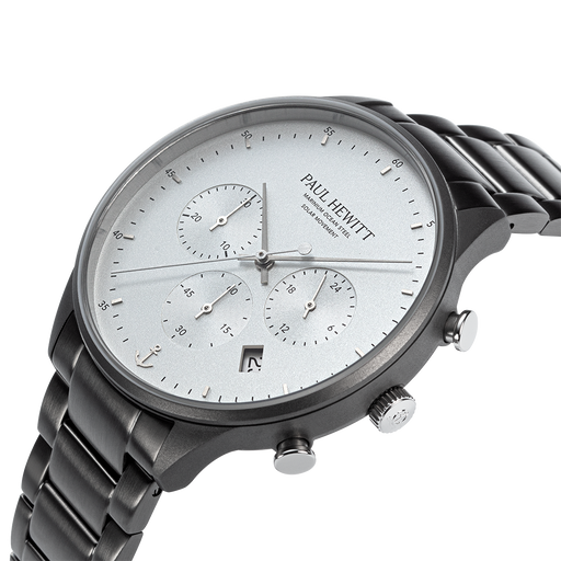 Paul Hewitt Chrono Uhr Gun Metal Weiß Super Sparpreis