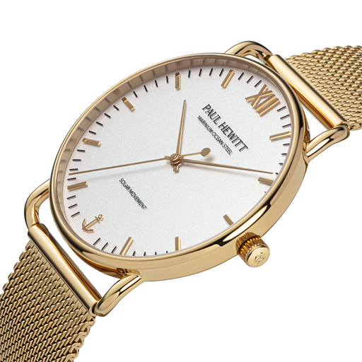 Paul Hewitt Sailor 39 mm Uhr Gold Weiß Bis zu 60% Rabatt