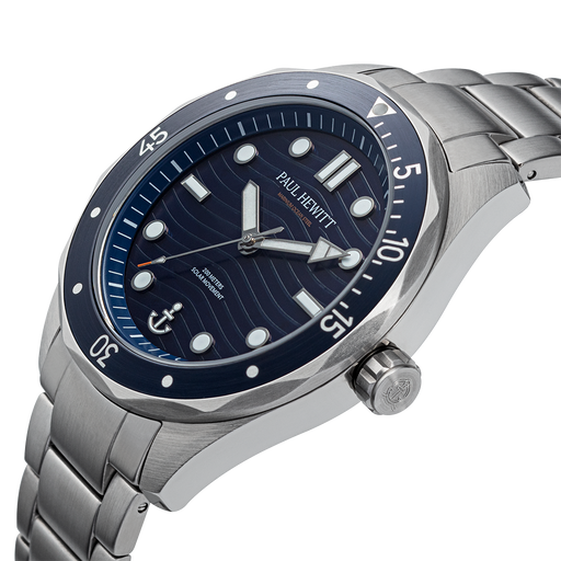 Paul Hewitt Ocean Diver Uhr Silber Blau Vierteljährliche Förderung