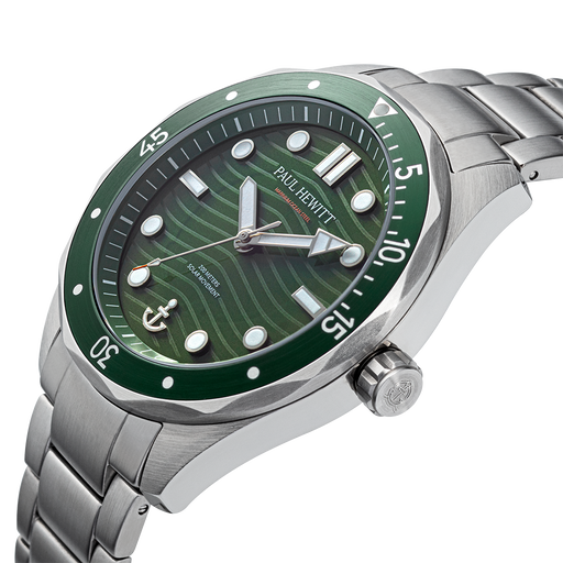 Paul Hewitt Ocean Diver Multilink Uhr Silber Grün 50% Rabatt mit kostenlosem Versand