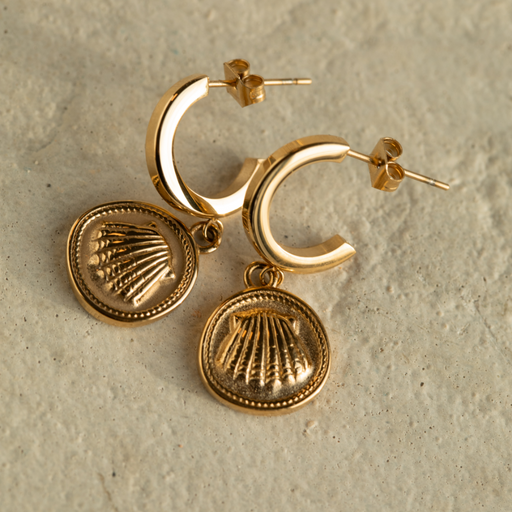 Paul Hewitt Scallop Coin Ohrring Gold Blitzangebot