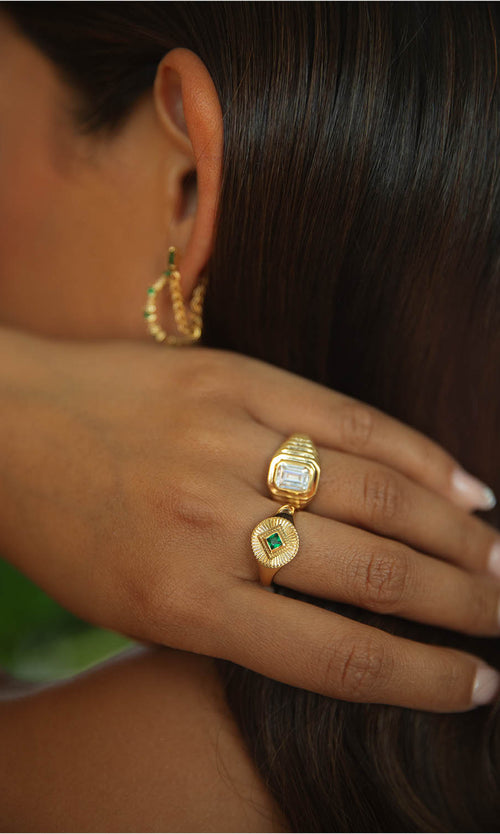Paul Valentine Emerald Ring White 50% Rabatt für begrenzte Zeit