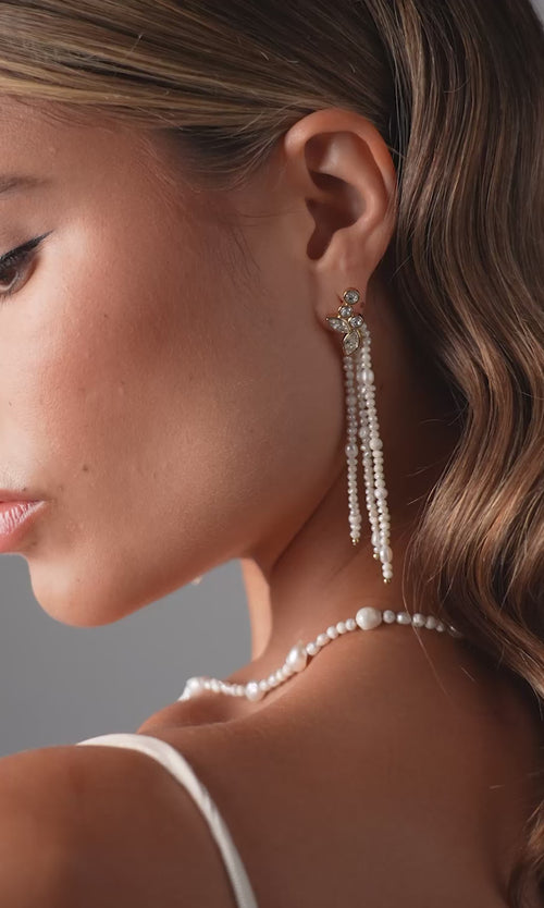 Paul Valentine Adorn Earrings Pearl Tassel VIP-Rabatte
