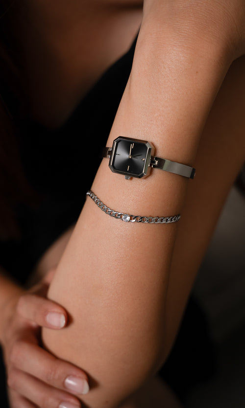 Paul Valentine Ethereal Watch & Curb Bracelet Set Silver Vierteljährliche Förderung