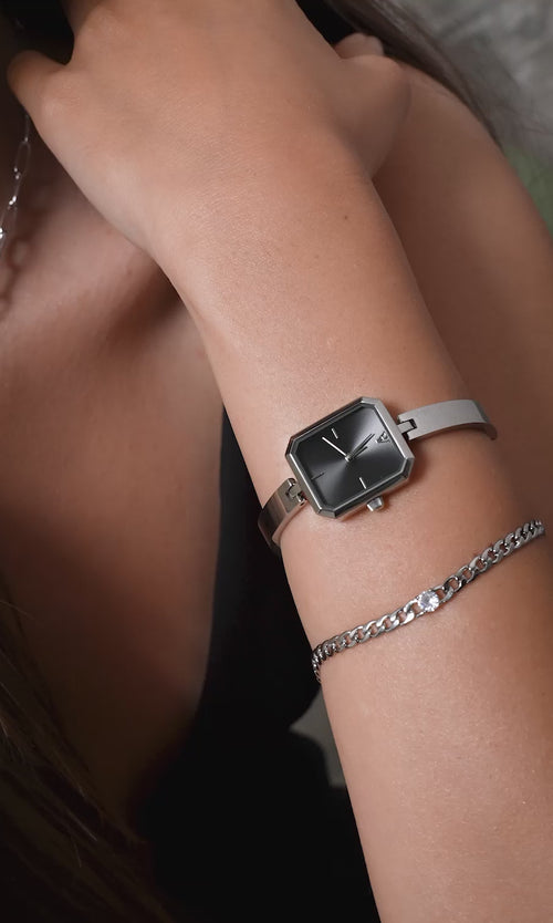 Paul Valentine Ethereal Watch & Curb Bracelet Set Silver Vierteljährliche Förderung