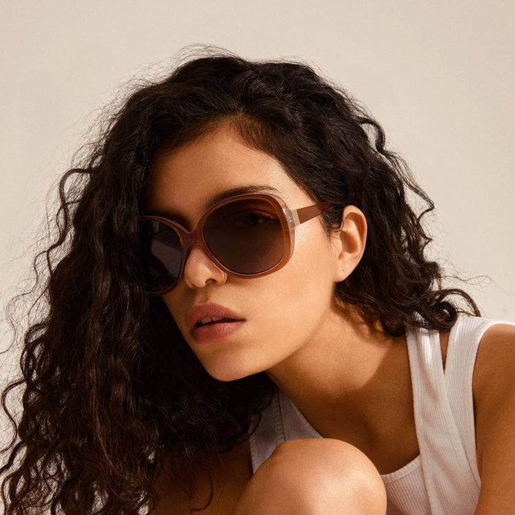 Pilgrim PARKER Retro-Oversized-Sonnenbrille, Hellbraun Muttertagsangebot